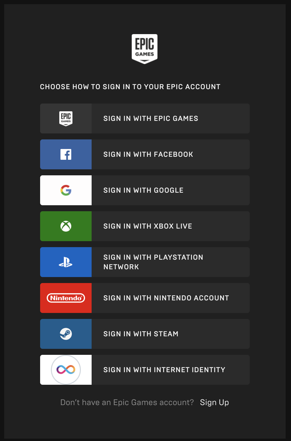 Mockup of Internet Identity among other providers